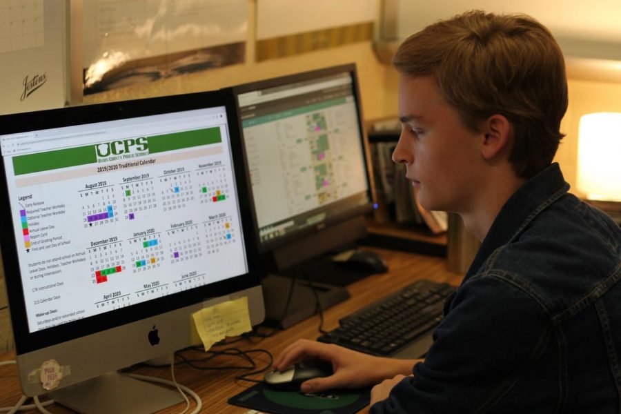 Senior Zac Bestwick observes the UCPS traditional school year calendar in hopes that November first has become a day off. To his dismay, the day was not given off for anyone.