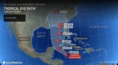 Path of the hurricane. Credit: Accuweather